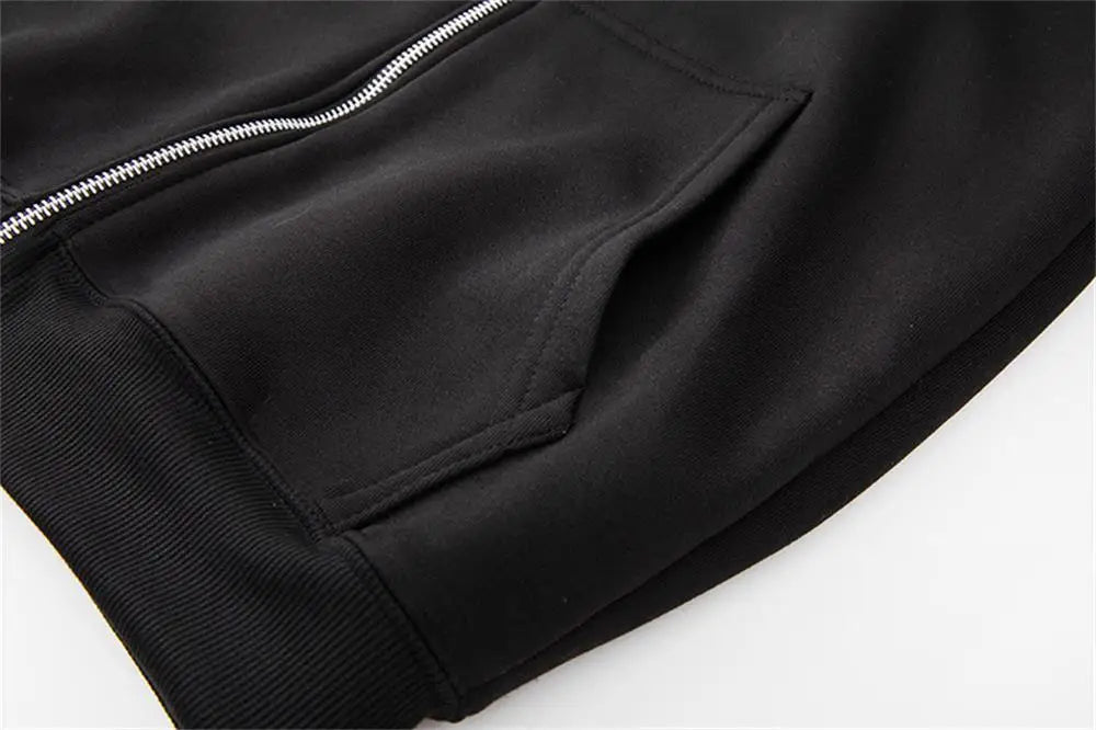 Harajuku Jacket Sweatshirts Men Zip Up Hoodies Jacket Retro Long Sleeve Oversized Black Hooded Sweatshirt Coats