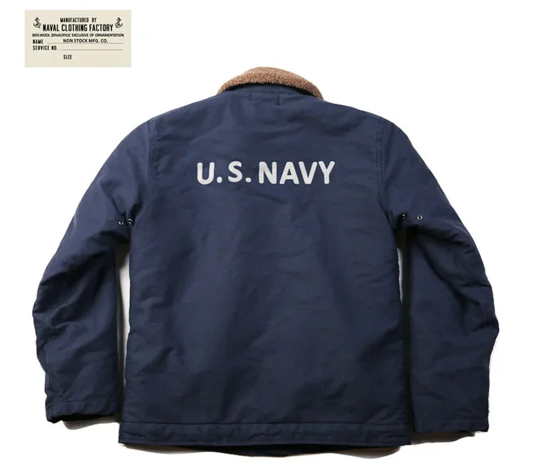 NON STOCK USN N-1 Deck Jacket Sherpa Lining Military Style Men Warm Coat 3 Colors