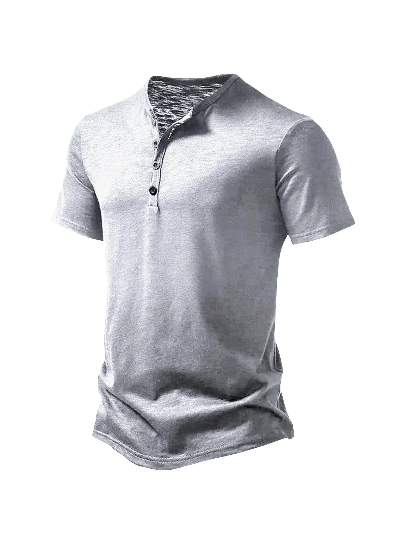 Men's Summer Basic T-Shirt Henley Neck Short Sleeve Male Casual Pullover Outdoor Breathable Streetwear Men's T-Shirt Tops