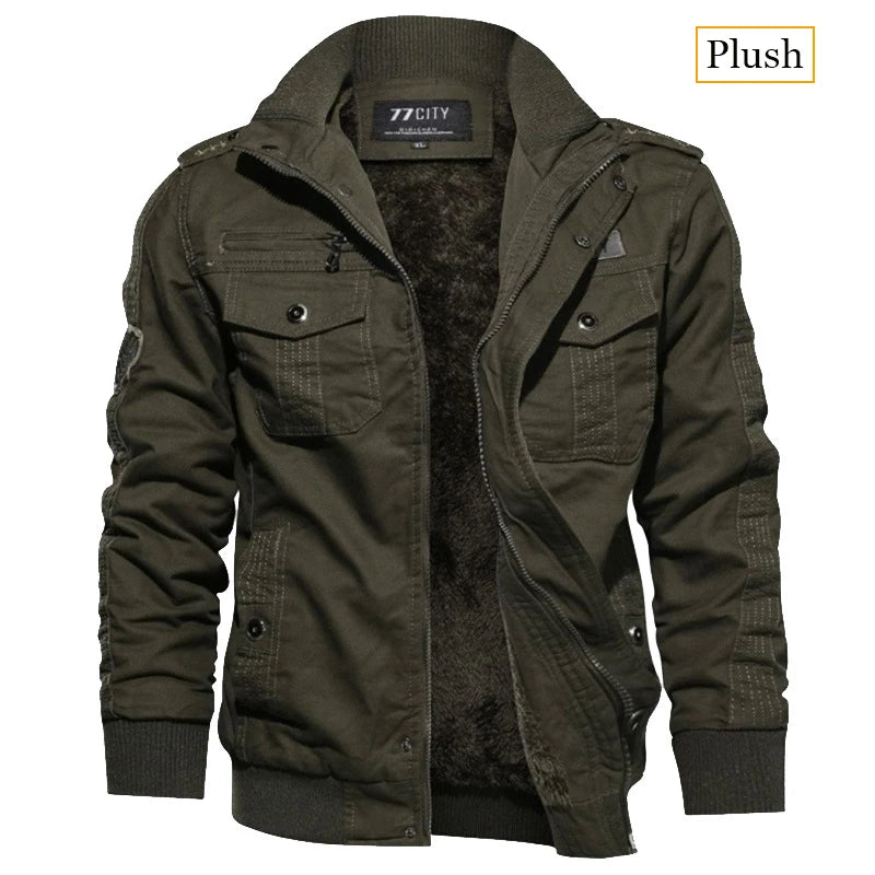 New Business Casual Jackets Man Winter Fleece Tactical Jacket Embroidery Windproof Multiple Pockets Outdoor Workwear Coat