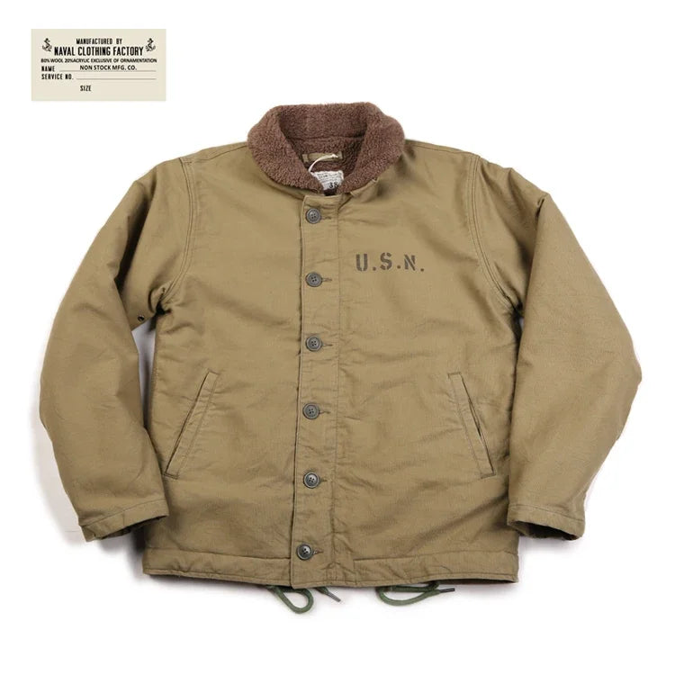 NON STOCK USN N-1 Deck Jacket Sherpa Lining Military Style Men Warm Coat 3 Colors