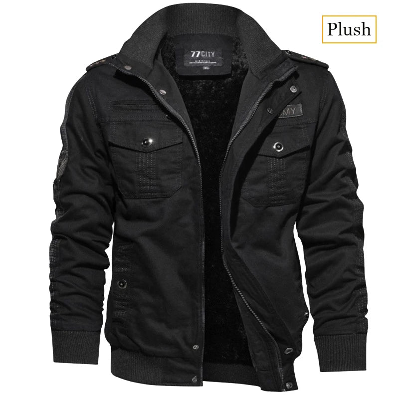 New Business Casual Jackets Man Winter Fleece Tactical Jacket Embroidery Windproof Multiple Pockets Outdoor Workwear Coat